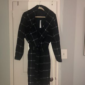 NWT Ann Taylor Navy & White Windowpane coat